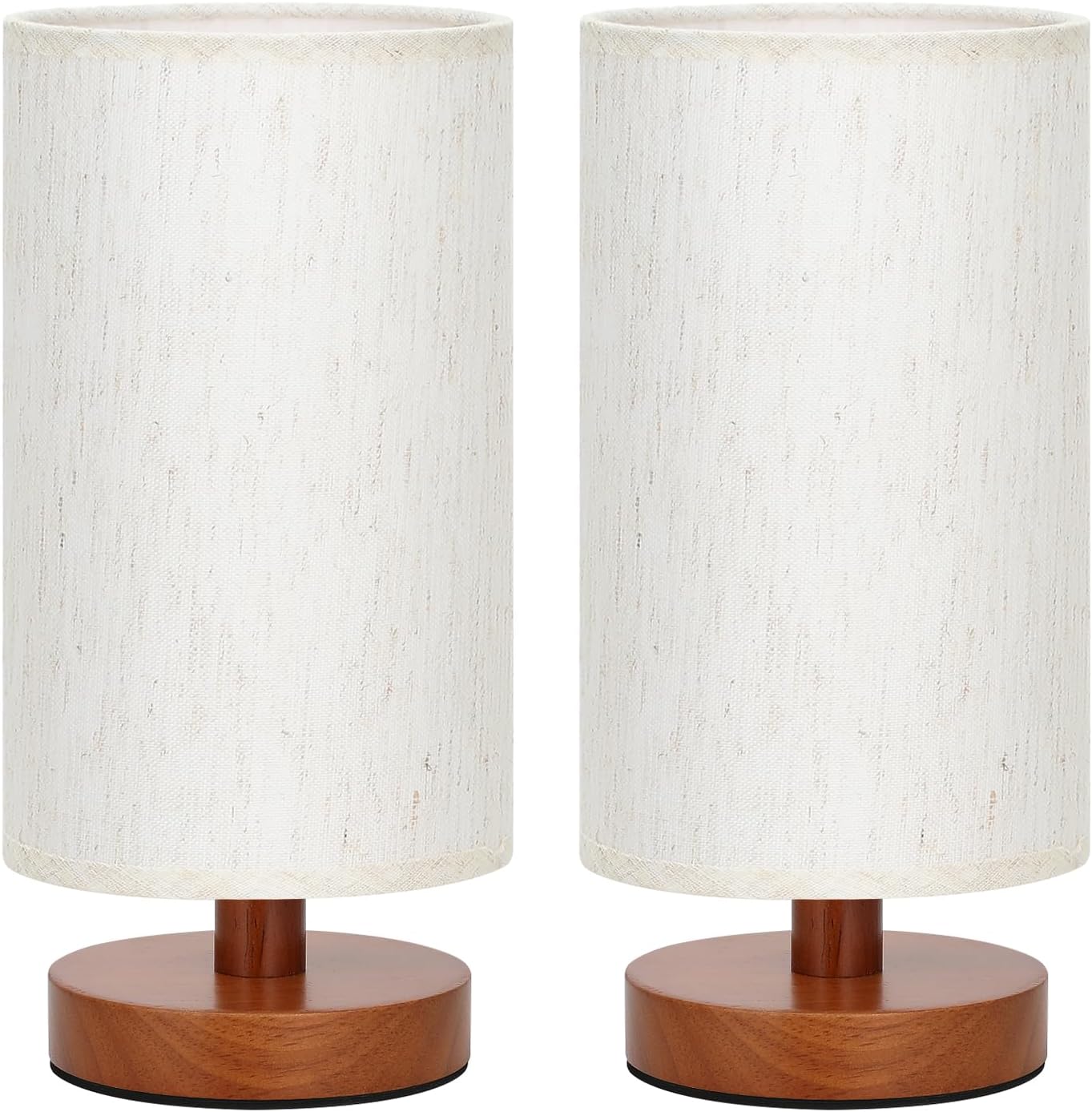 Fenmzee Small Lamps Set of 2 - Inline Control, Bedside Table Lamp for Bedroom with 3000K A15 LED Blub, Easy Assembly (Cream Shade…
