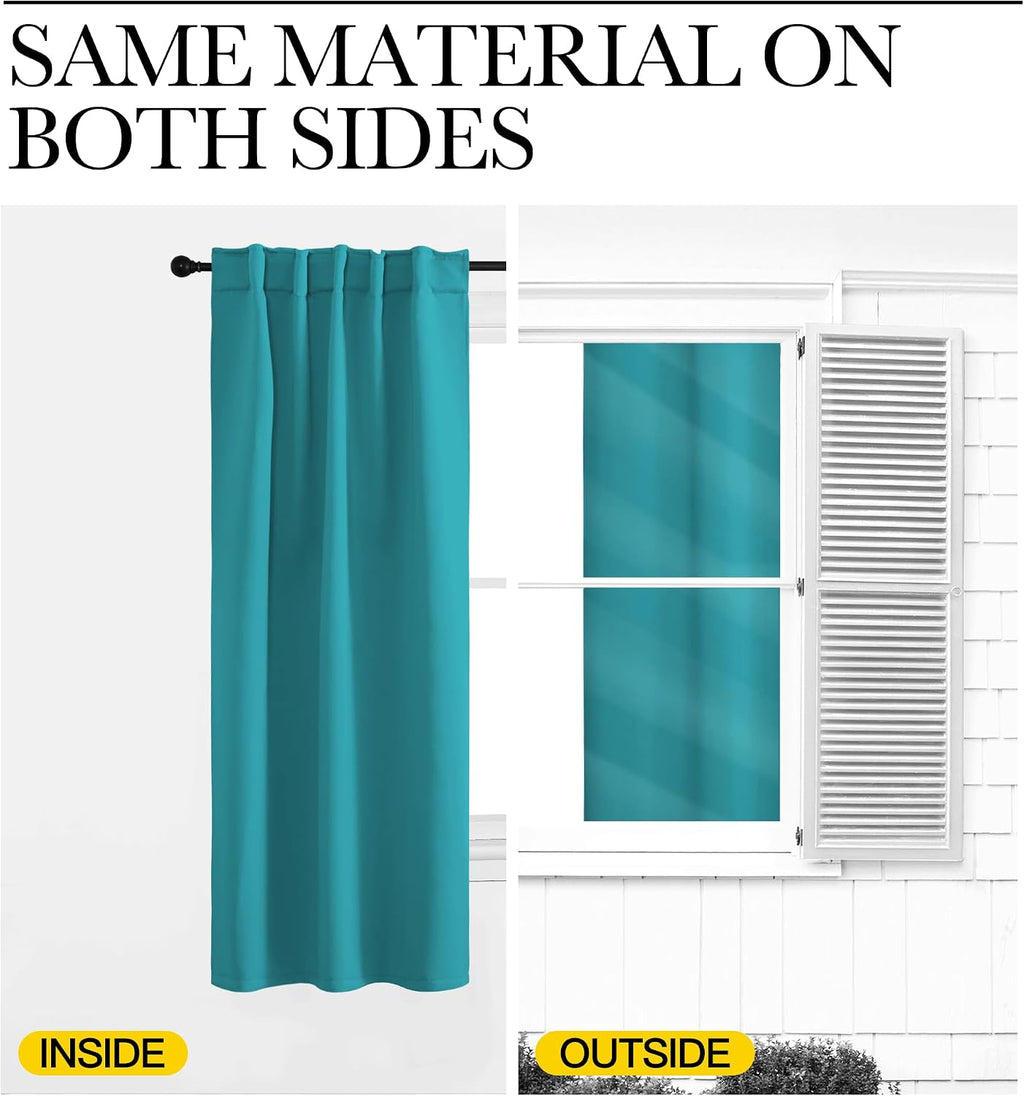 NICETOWN Blackout Curtains and Drapes for Kitchen - (Peacock Teal Color) 34 inches Wide by 48 inches Long, 2 Panels Set, Thermal…