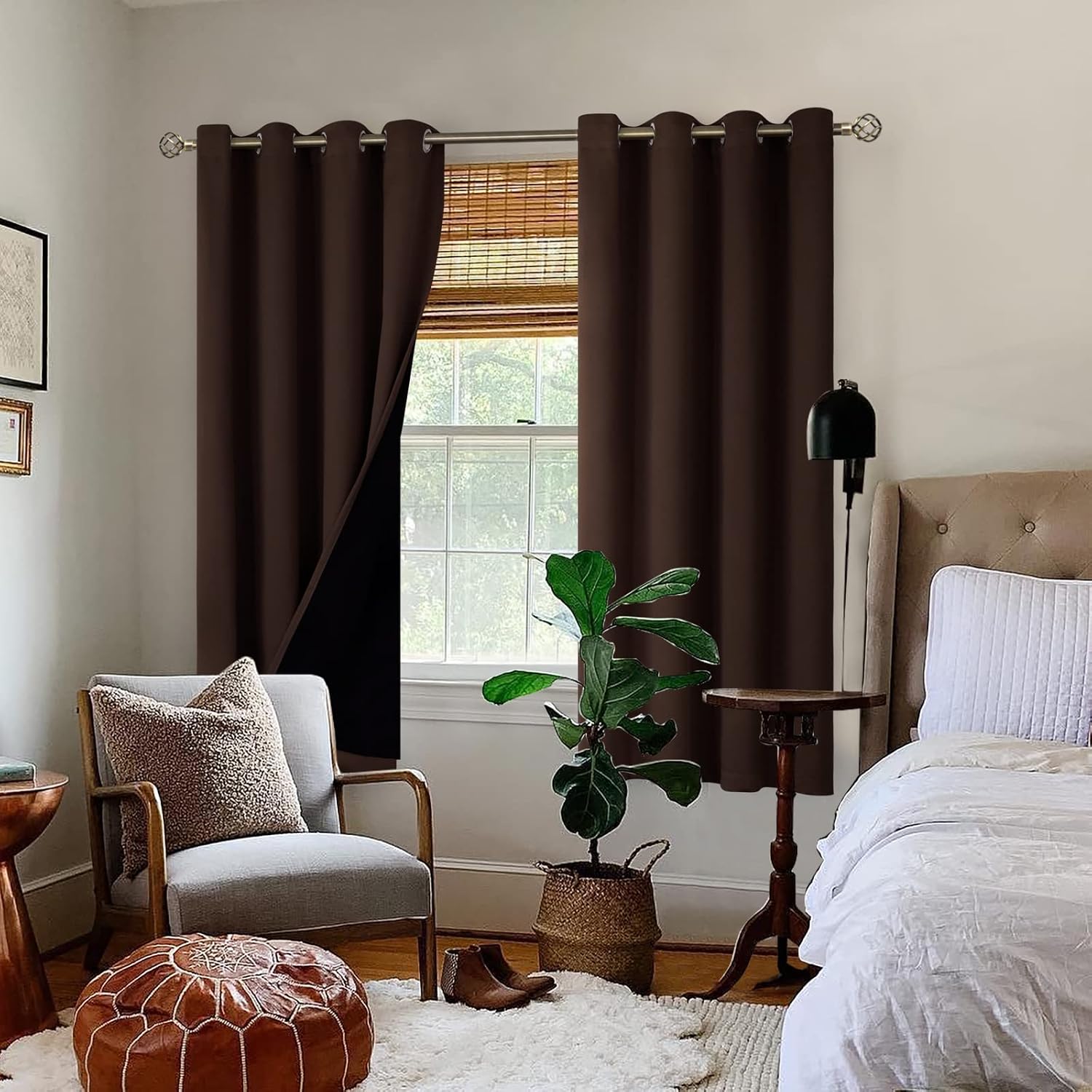 BGment Thermal Insulated 100% Blackout Curtains for Bedroom with Black Liner, Double Layer Full Room Darkening Noise Reducing Grommet Curta…