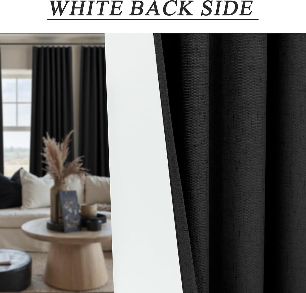 Dancurton Linen Black Out Curtains 45 Inch Long 2 Panels Burg for Bedroom Windows Back Tab Heat Blocking Room Darkening Insulated Kitchen 4…