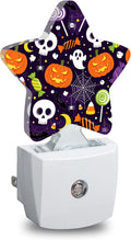 Halloween Skull Star Night Light Plug in, Decorative Night Light for Kids Room Nursery Bedroom, Soft Glow Sensor Lamp for Hallway…