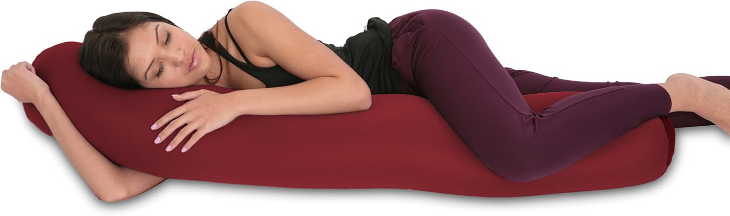 Deluxe Comfort Microbead Body Pillow (47" x 7") - Mooshi Squishy Soft - Prenatal Pregnancy Pillow - Full-Body Side Sleeper - Body Pillow…