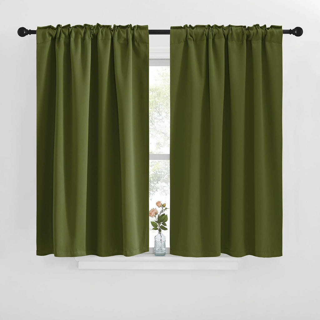 NICETOWN Blackout Window Curtains for Camper - (Olive Green Color) 42x40 Inch, 2 Panels Set, Thermal Insulated Room Darkening Blackout…