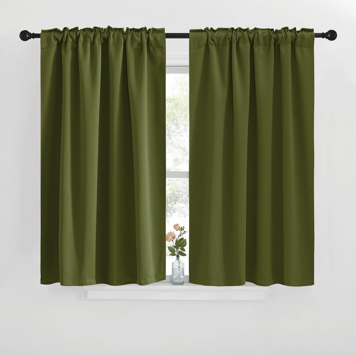 NICETOWN Blackout Window Curtains for Camper - (Olive Green Color) 42x40 Inch, 2 Panels Set, Thermal Insulated Room Darkening Blackout…