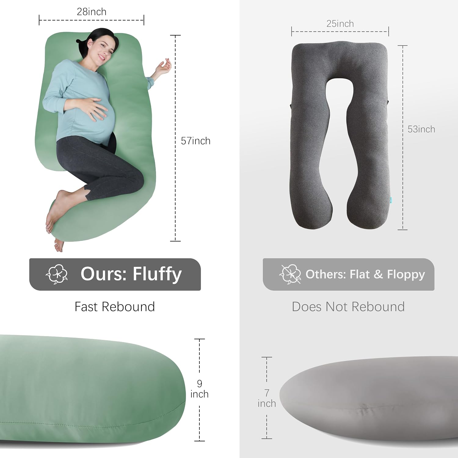 Moonpark MOON PARK Pregnancy Pillows for Sleeping - U Shaped Full Body Maternity Pillow with Removable Cover - Support for Back, Legs, Bell…