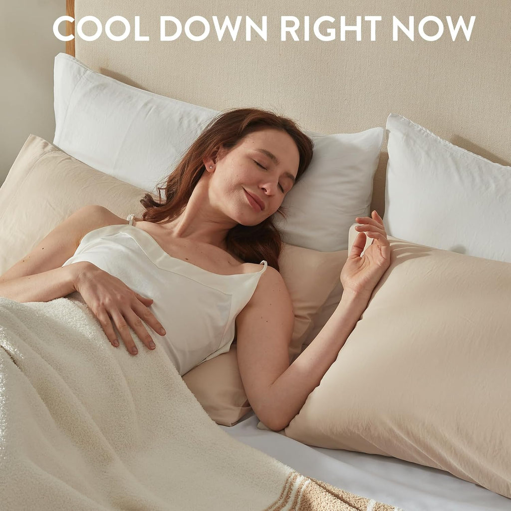Surefit Washed Ultra-Chill Cooling Pillowcase Set of 2 for Hot Sleepers, Crisp and Silky Pillow Cover with Envelope Closure, Standard…