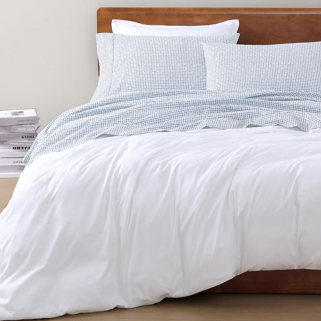 LaneLinen LANE LINEN reusable 100% Organic Cotton Queen Bed Sheets Set, Printed Modern Polka Dot Cotton Sheets, Soft & Comfy Low Pill F…