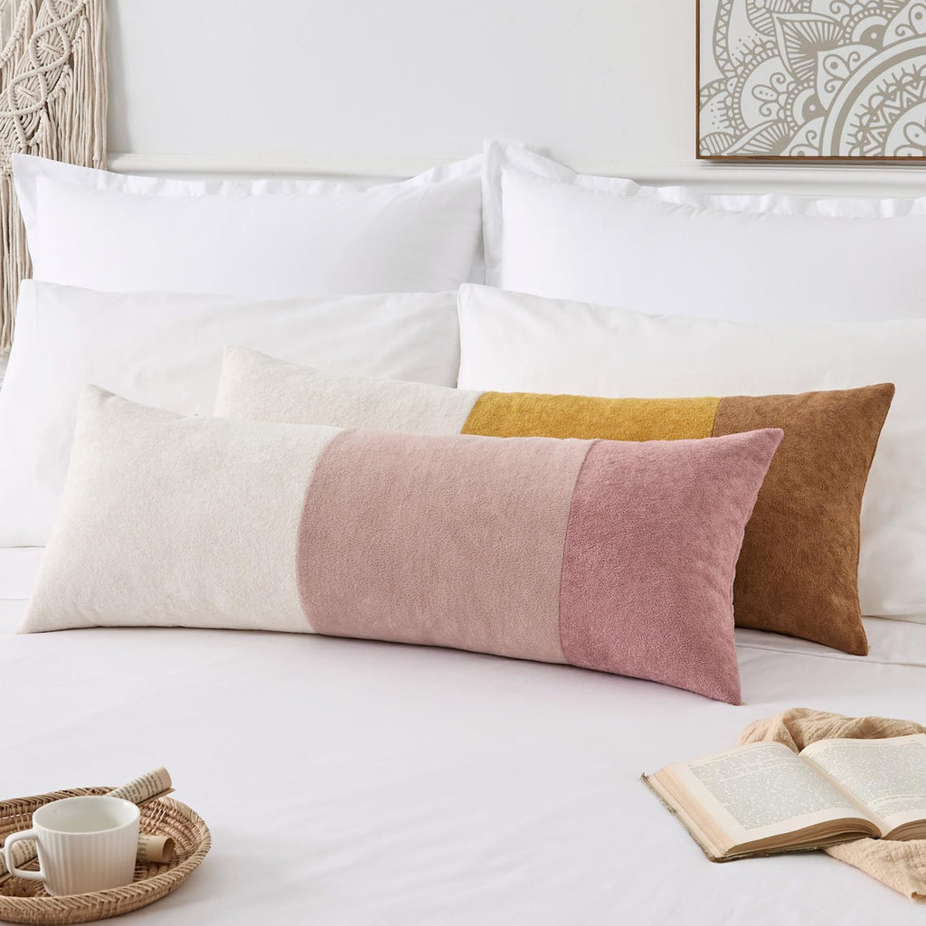 KevinTextile Kevin Textile 14x36 Inch Long Lumbar Cover 1 Pack Three-Colour Patchwork Soft Textured Waterproof Rectangle Cushion Elegant Ac…
