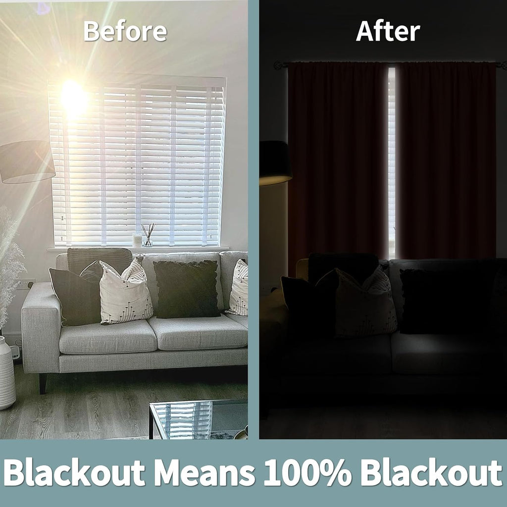 BGment Terracotta 100% Short Blackout Curtains for Cafe, Thermal Insulated Camper Curtains for Windows Full Room Darkening Rod Pocket and…