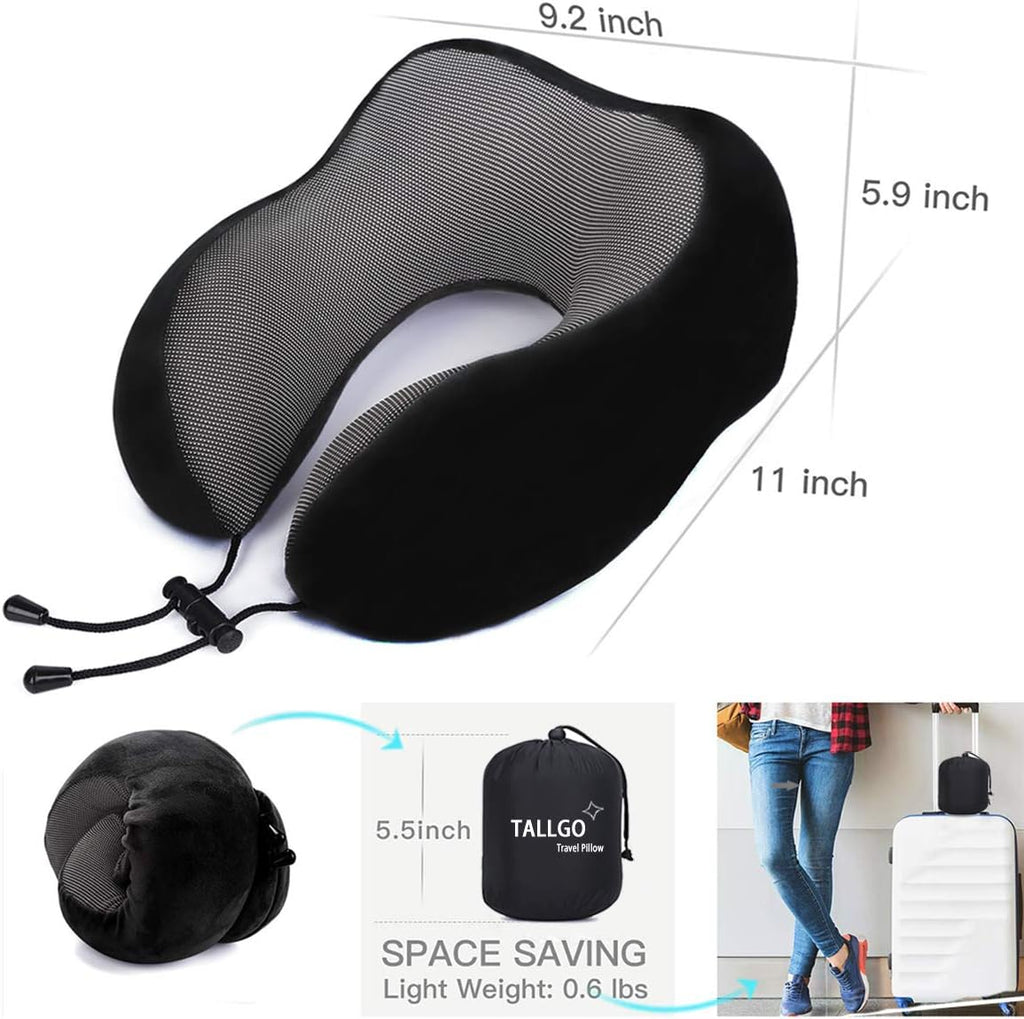 TALLGONeckPillowAlwaysHere TALLGO Travel Pillow, Memory Foam Neck Pillow Head Support Soft Pillow for Sleeping Rest, Airplane Car & Home Us…