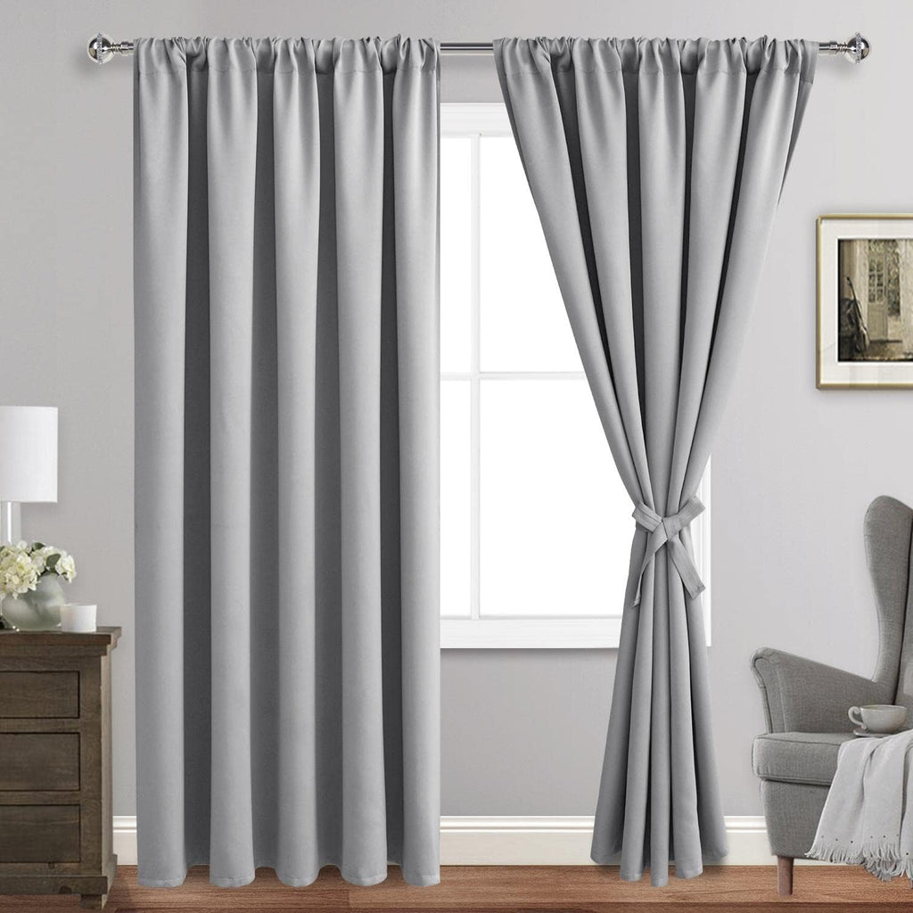 Jiuzhen Curtains for Bedroom - Thermal Insulated Blackout Curtains with Tiebacks, Room Darkening Curtains Energy Saving & Noise Reducing, 6…