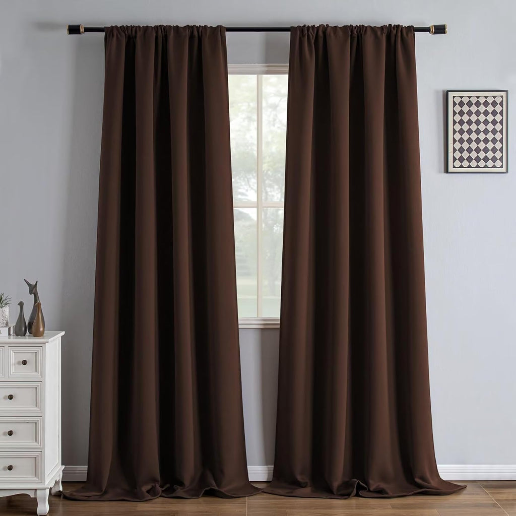 Igemaeve Blackout Curtains 96 Inch Length 2 Panels Set, Black Out Curtains for Bedroom 96 Inch Long, Rod Pocket Energy Saving Room Darkenin…