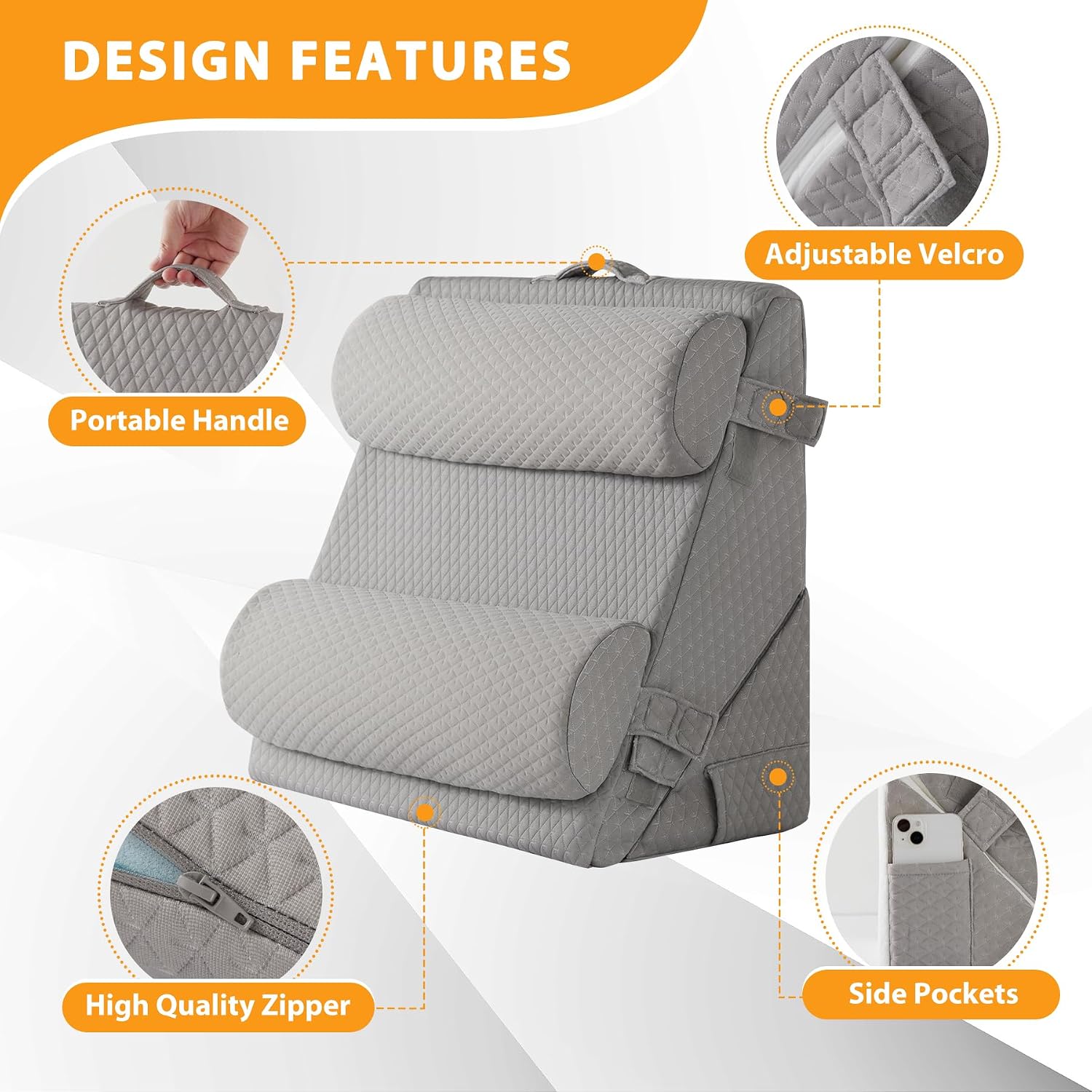 Ruqmuis 4PCS Wedge Pillow Set for After Surgery, Adjustable 9&12 Inch Bed Wedge Pillow for Sleeping, Incline Pillow Wedge for Headboard, Po…