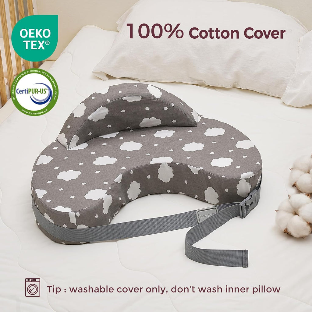 Momcozy Innovative Safety Guard Nursing Pillow - Firm & Springy Memory Foam - Stable, Ergonomic Support & Comfort - Wider Breastfeeding Cus…
