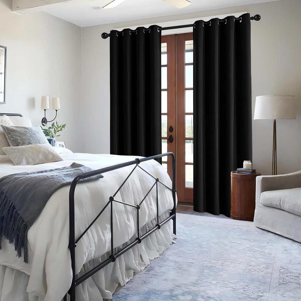 Igemaeve Black Blackout Curtains 108 Inch Length 2 Panels Set, Black Out Curtains for Bedroom 108 Inch Long, Grommet Energy Saving Room Dar…