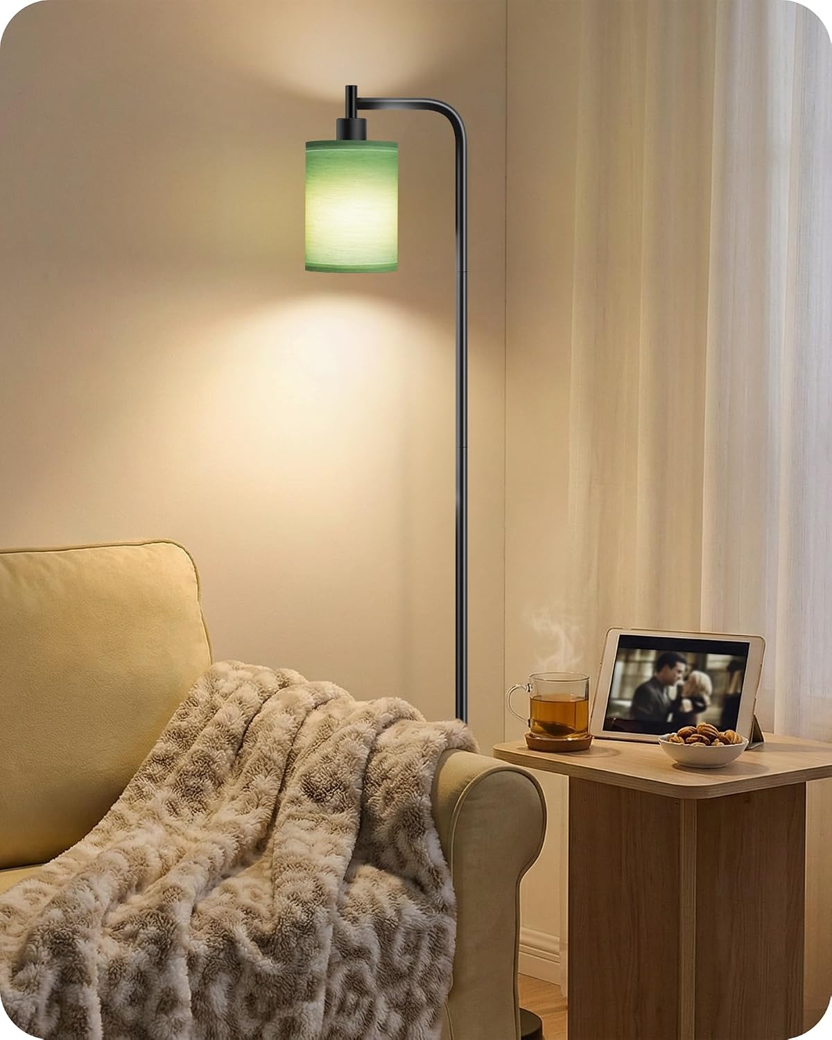 Dimmable Floor Lamp for Living Room with Remote and Foot Switch, Modern Standing, Corner Lamp,10W Bulb 3 Color Temperatures, for Bedroom…