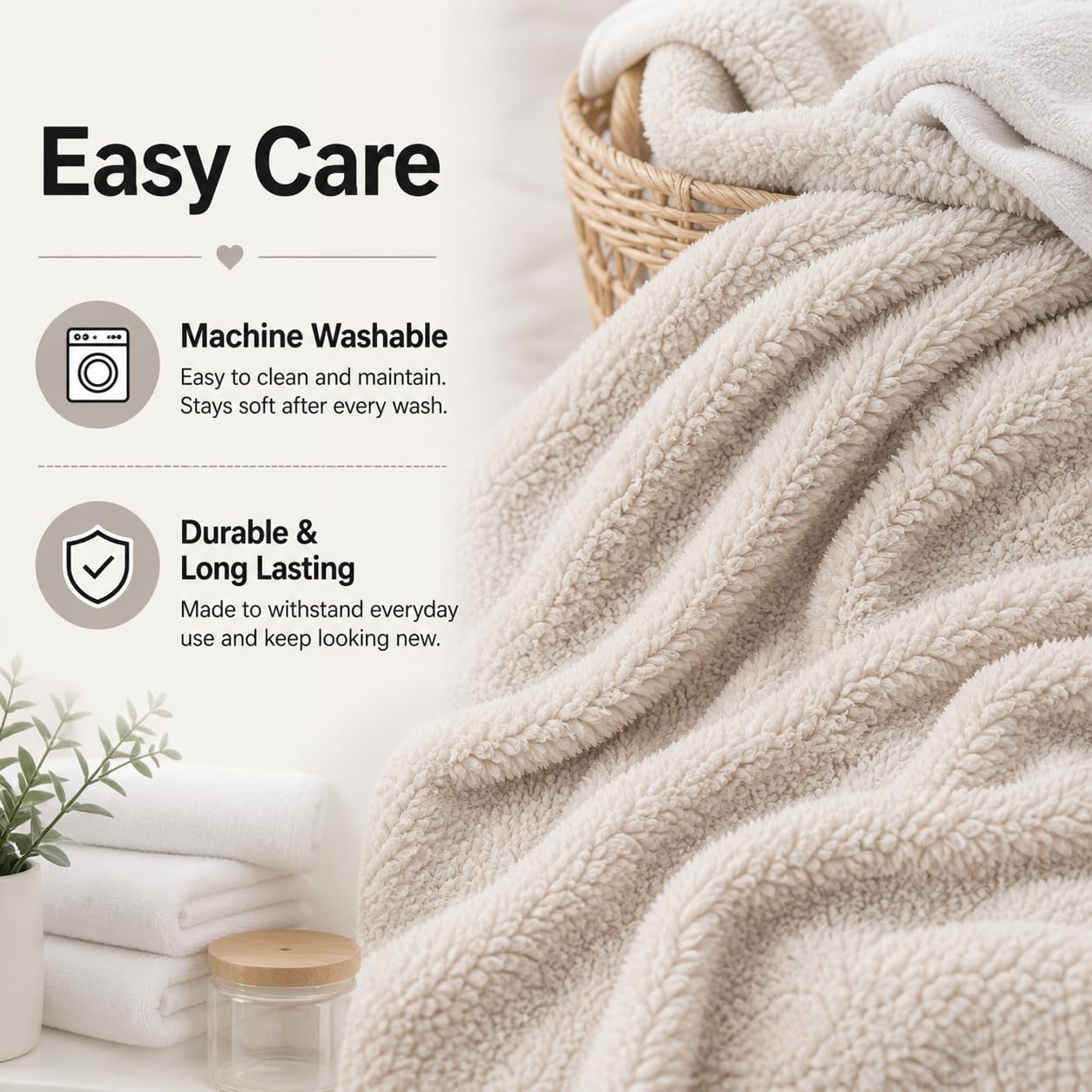 Reafort Ultra Soft Sherpa Pillowcases Set of 2 – Fluffy Cozy Fleece Standard 20" x 26", Warm Plush Covers with Smooth Zipper, Machine Washa…