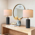 PoKat 23" Matte-Textured Ceramic Table Lamps Set of 2 for Bedroom, Stone-Like Modern Bedside Lamps for Night Stands, Farmhouse Nightstand…