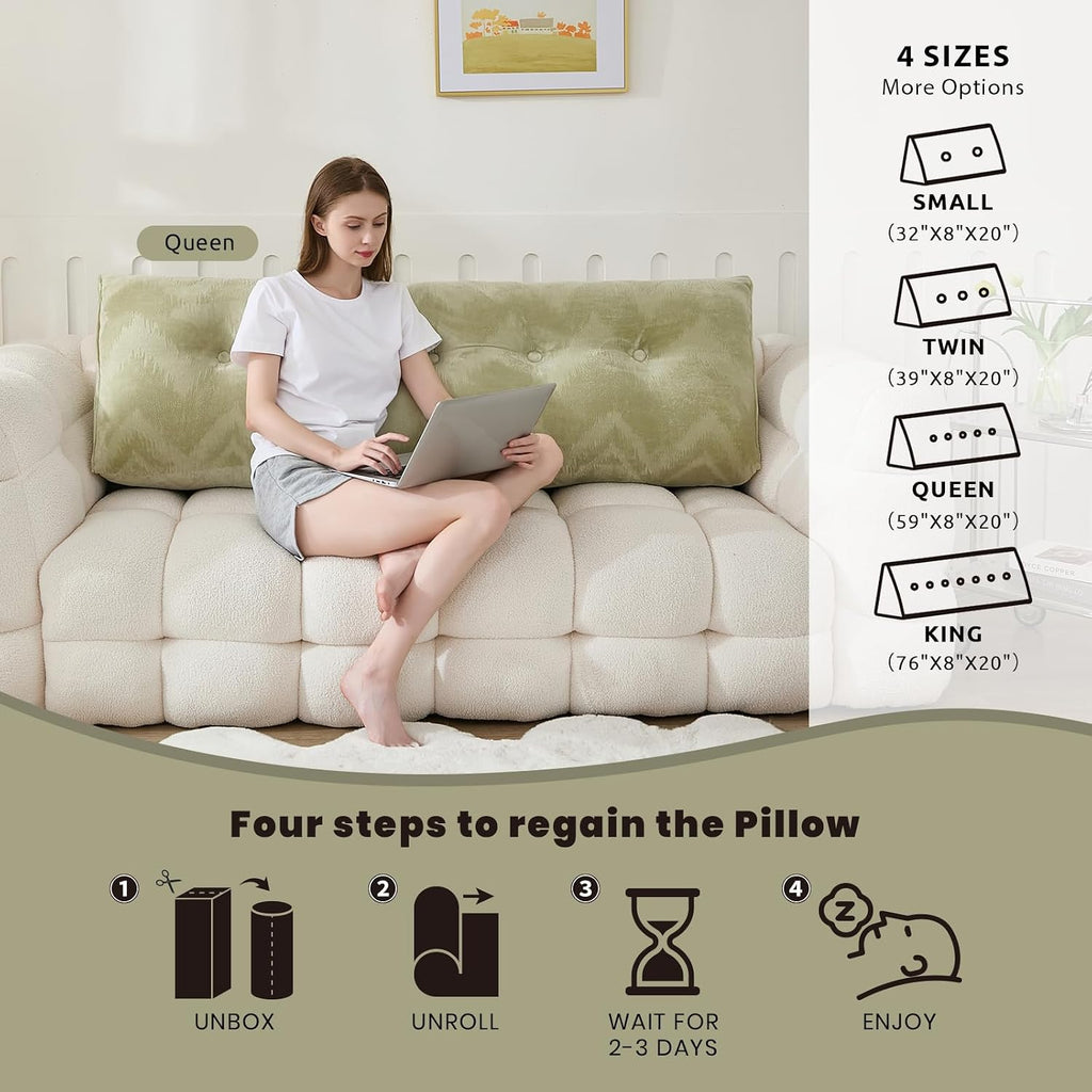 Zelladorra Headboard Pillow for Bed, Triangular Wedge Pillow Headboard Soft Support While Reading and Resting, Bed Bolster Cushion…