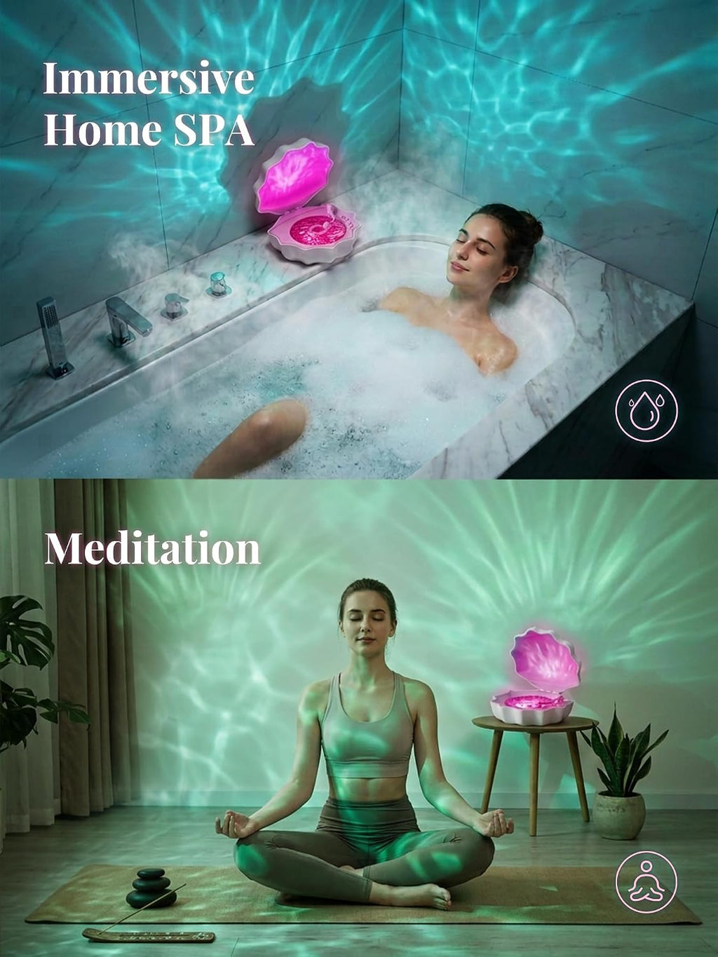 Ocean Wave Projector Light, Shell Night Light Built-in Bluetooth Speaker, Remote Control, White Noises for Home…