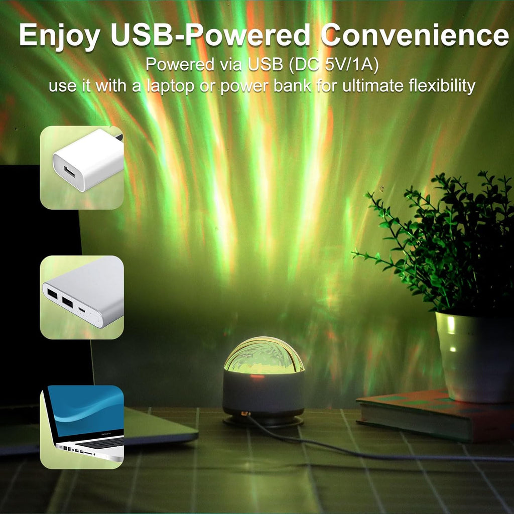 HUMIIEYE Northern Light Projector, Battery Operated Aurora Night Light, 16 Colors Galaxy Lamp Ocean Wave Ceiling Projector Mood Ambient…