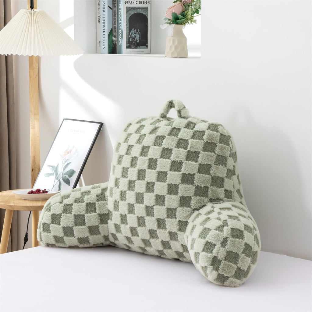 Holawakaka Checkered Reading Pillow for Sitting up in Bed, Lounging, Reading, Working on Laptop, Watching TV, Women Teens Kids Backrest Pil…
