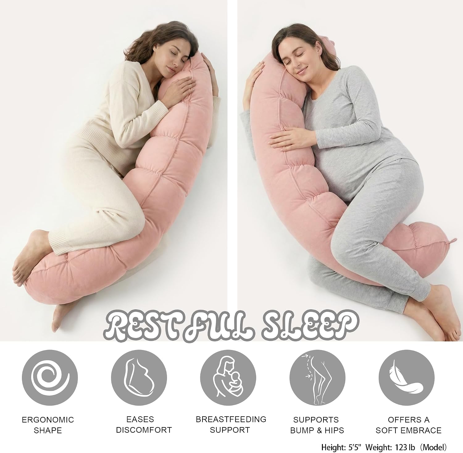 Peallow(Pat. Pend) – Long Round Body Pillow for Adults, Bolster Pillow for Sleeping, Soft and Supportive Pillow for Sleeping & Lumbar…