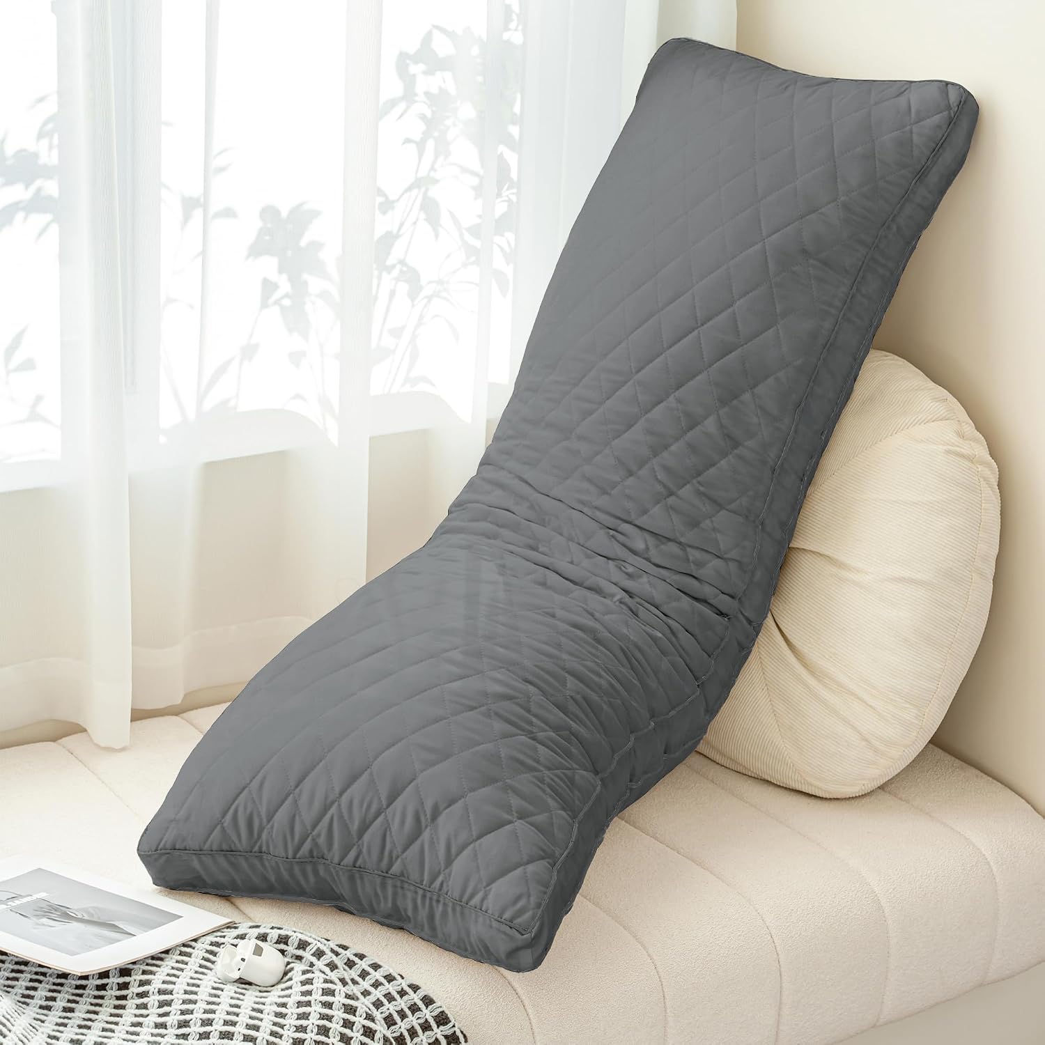 Ubauba Memory Foam Body Pillow, Full Large Body Pillows for Adults, Firm & Fluffy Long Bed Pillows for Sleeping (20x54 inch, Grey)