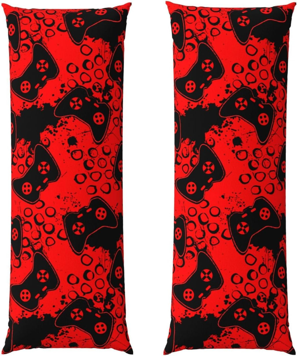 Sovvin Video Game Controller Red Background Body Pillow Cover Long Pillow Case with Zipper Decorative Soft Cushion Bedding Pillowcas…