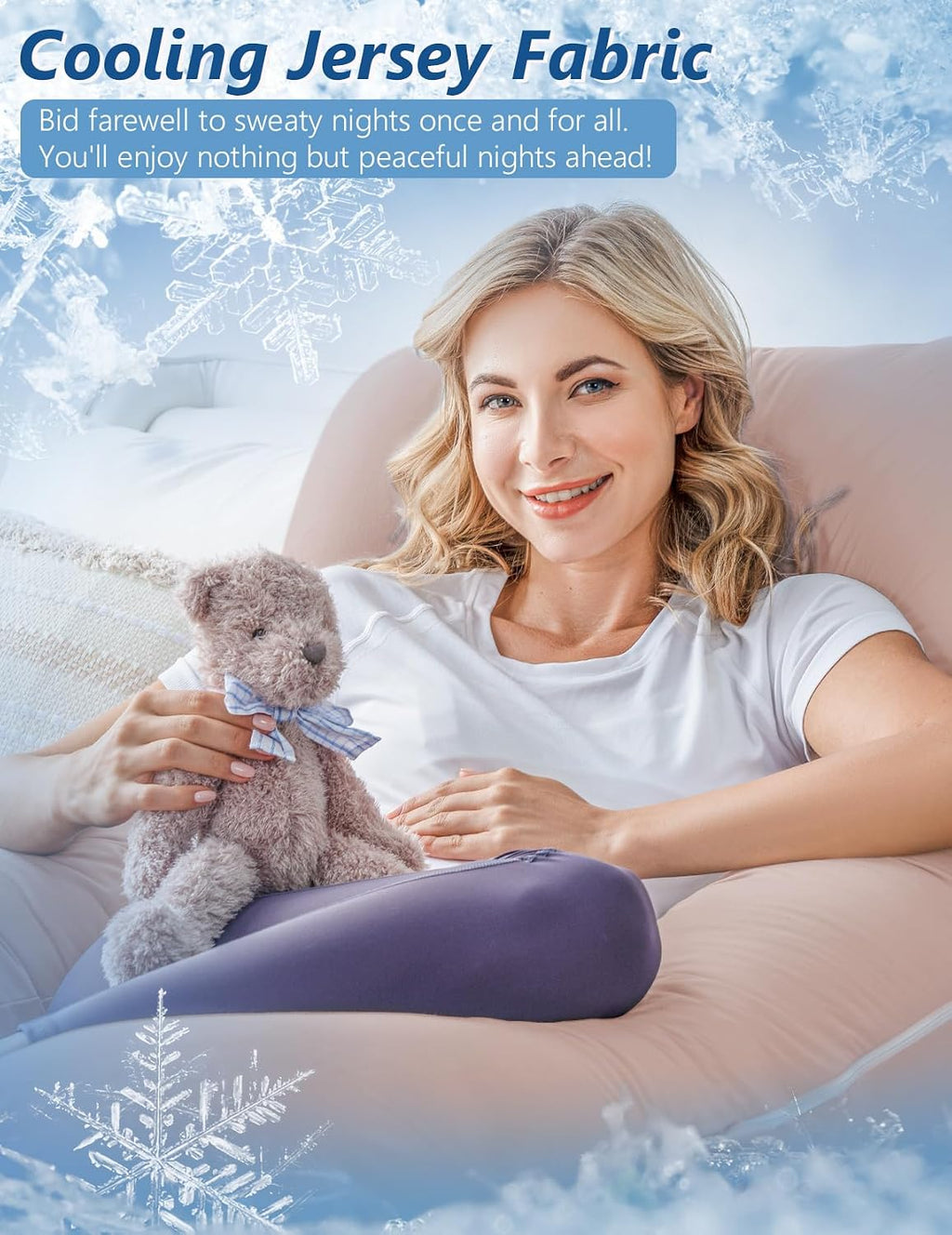 Meiz Pregnancy Pillows, Cooling Pregnancy Pillows for Sleeping, Maternity Pillow for Tall Pregnant Woman, Pregnancy Body Pillow with Coolin…
