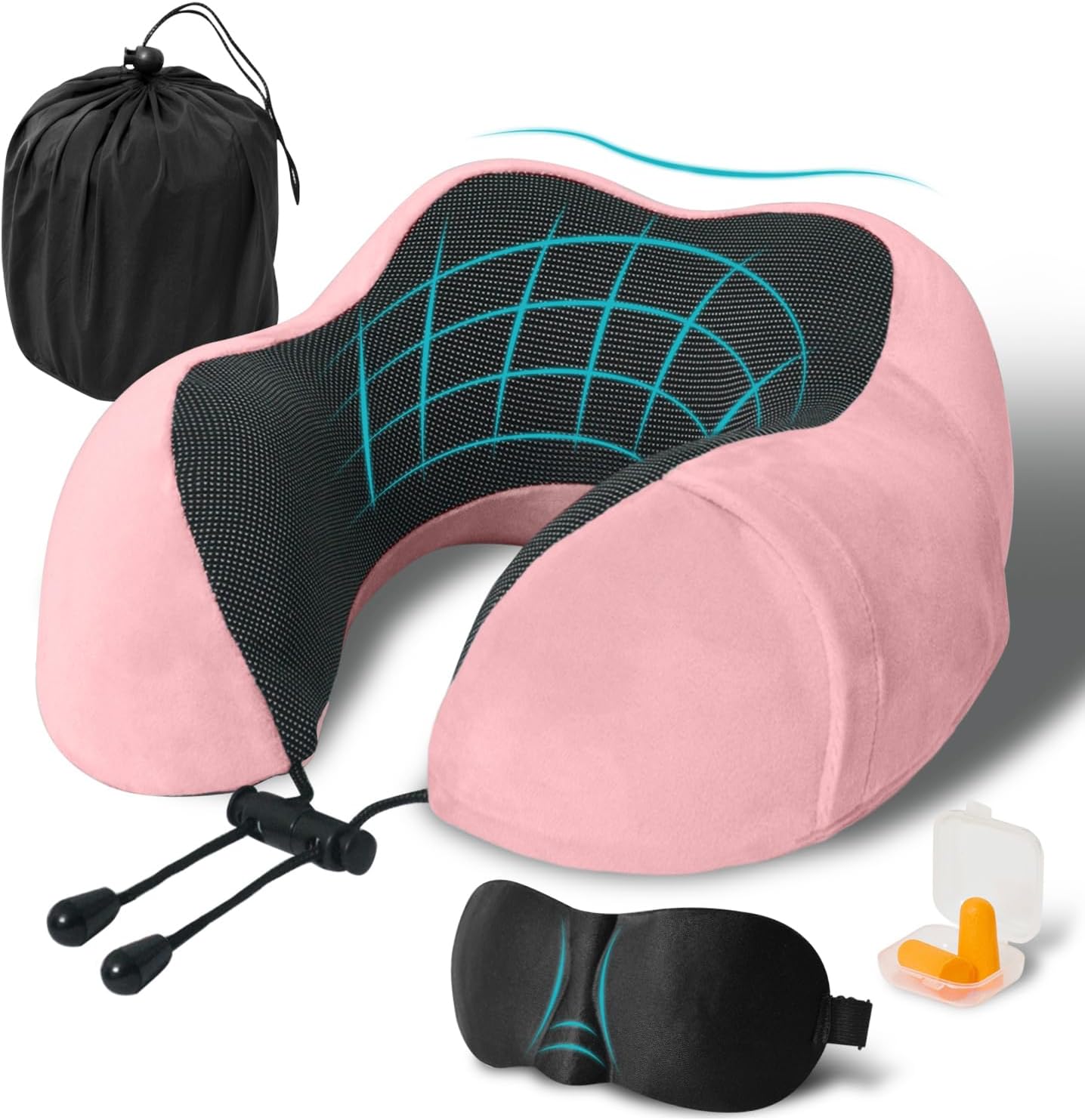 Elvodosia Travel Pillow, Memory Foam Neck Pillow for Traveling, U Shape Neck Pillow Airplane Portable Flight Pillow Travel Kit with…
