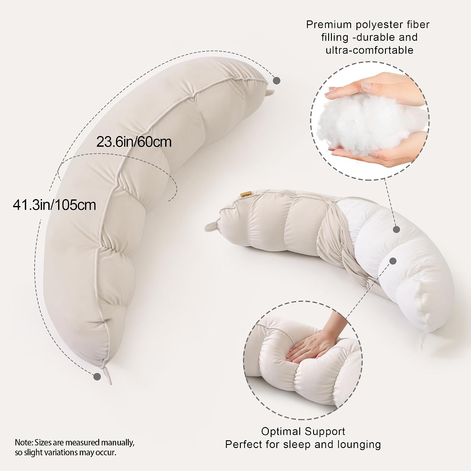 Peallow(Pat. Pend) – Long Round Body Pillow for Adults, Bolster Pillow for Sleeping, Soft and Supportive Pillow for Sleeping & Lumbar…