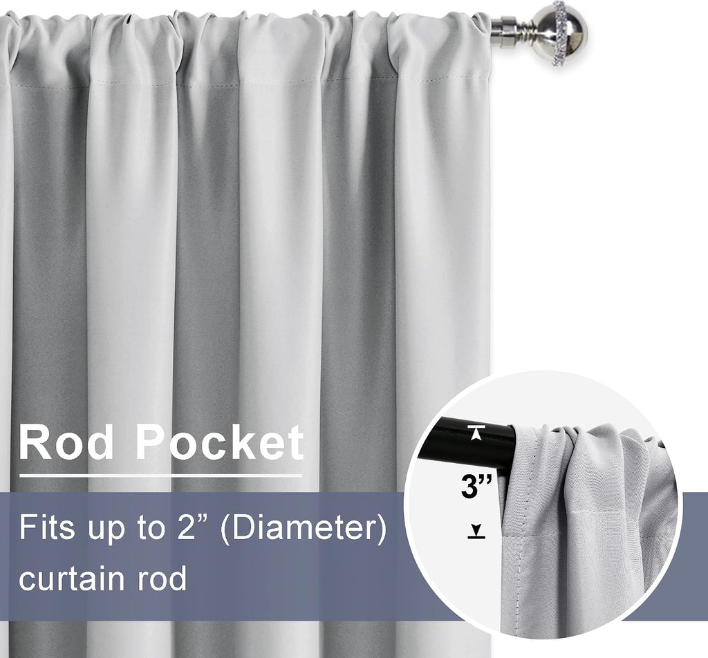 Jiuzhen Blackout Curtains for Bedroom - Thermal Insulated Noise Reducing Privacy Short Curtain for Bathroom Living Room, Set of 2 Panels wi…