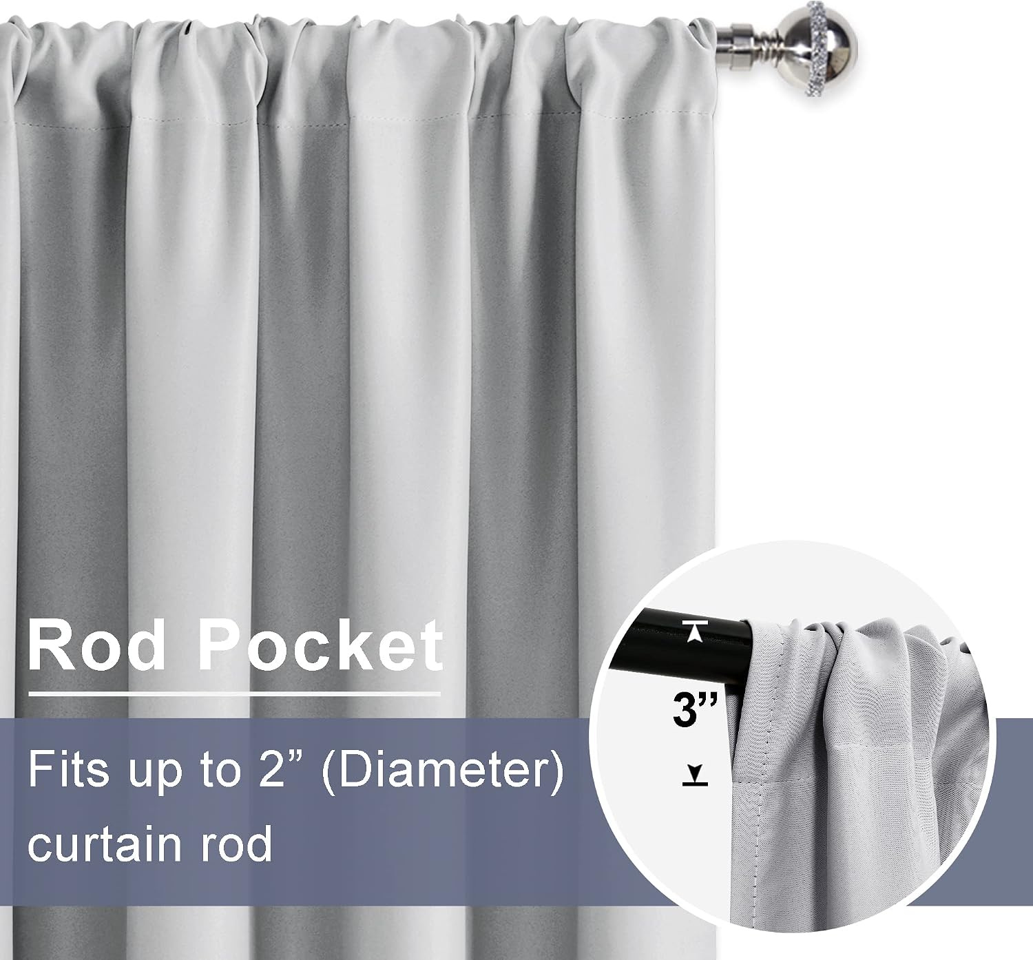 Jiuzhen Blackout Curtains for Bedroom - Thermal Insulated Noise Reducing Privacy Short Curtain for Living Room, Set of 2 Panels with Tiebac…