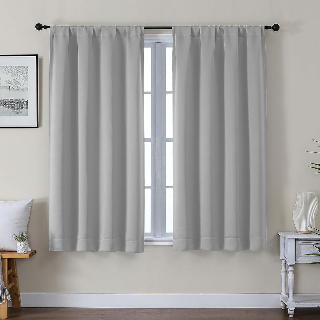 Gwine Silver Grey Blackout Curtains for Bedroom 54 Inches Long, Thermal Insulated Room Darkening Curtains for Living Room Each 40" Wx54…
