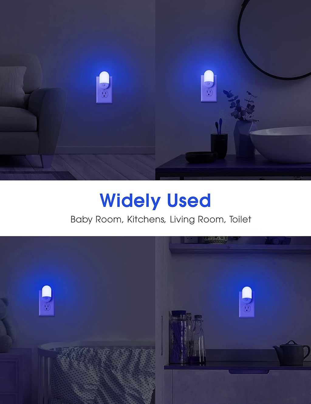 L LOHAS LED Blue Night Light, Night Lights Plug into Wall[2 Pack], 0.6W LED Nightlight, Dusk to Dawn Sensor, 30/60LM Adjustable…