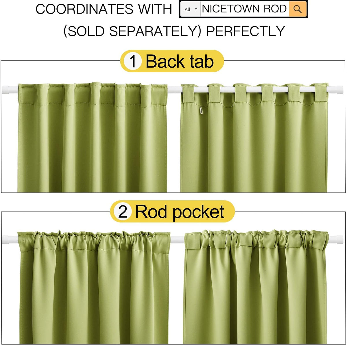 NICETOWN RV Curtains for Camper Windows - (Fresh Green Color) 42x50 Inch, 2 Panels Set, Thermal Insulated Room Darkening Blackout…
