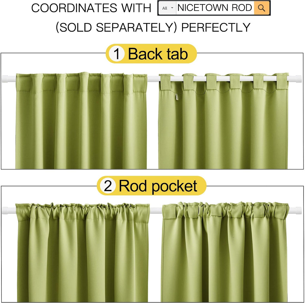NICETOWN Blackout Window Curtains for Camper - (Fresh Green Color) 42x40 Inch, 2 Panels Set, Thermal Insulated Room Darkening Blackout…