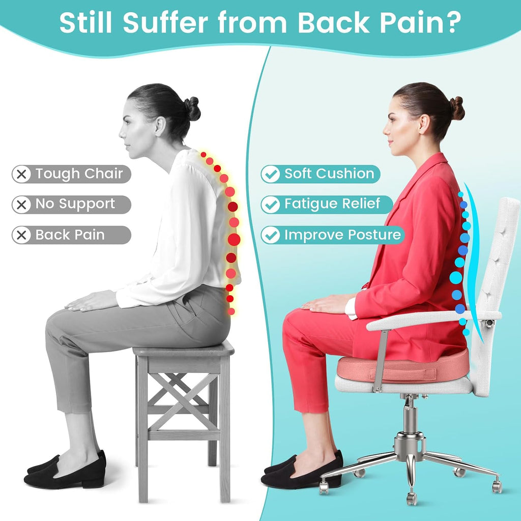 CushZone Office Chair Seat Cushion, Cooling Gel Enhanced Memory Foam Cushion for Long Sitting - Back, Sciatica, Coccyx, Tailbone Pillow - f…