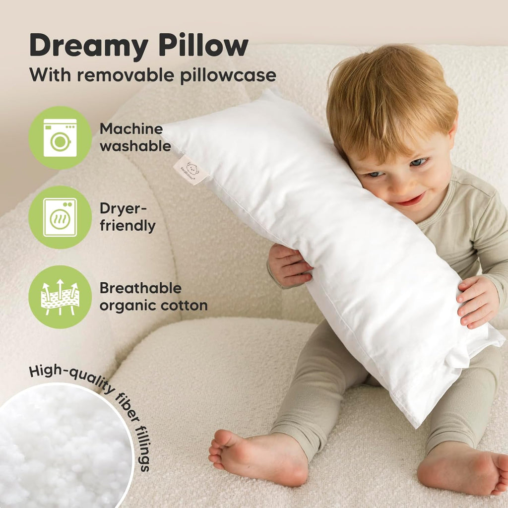 Toddler Pillow with Pillowcase - 10x18 My Little Dreamy Kids Travel Bed Pillows for Sleeping, Organic Cotton Small Pillowcase, Soft &…
