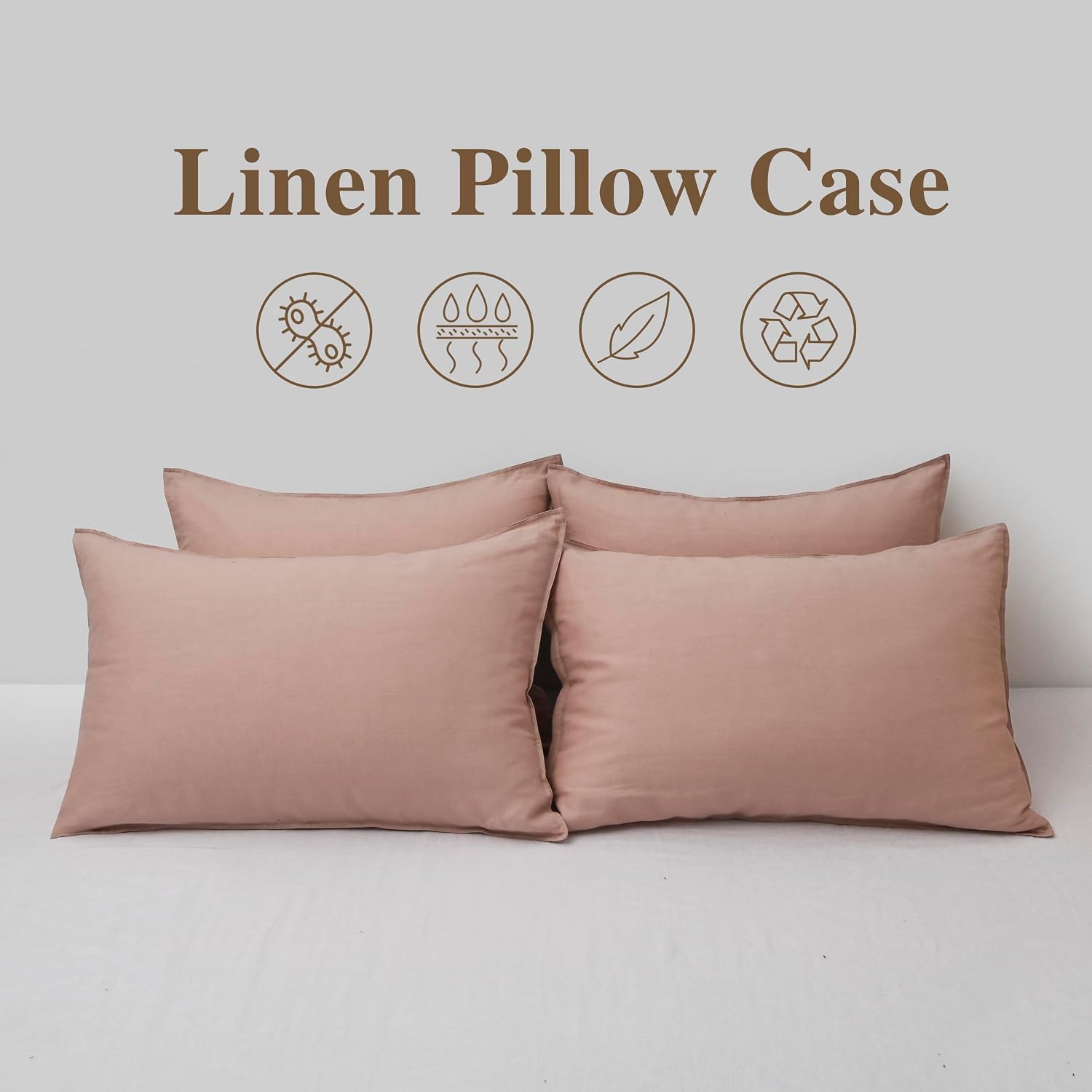 Chuffed Linen Pillowcases 2 Pack 100% Linen Standard Pillow Cases, Breathable and Cooling Washed Pillowshams with Zipper Closure, 20x36 Inc…