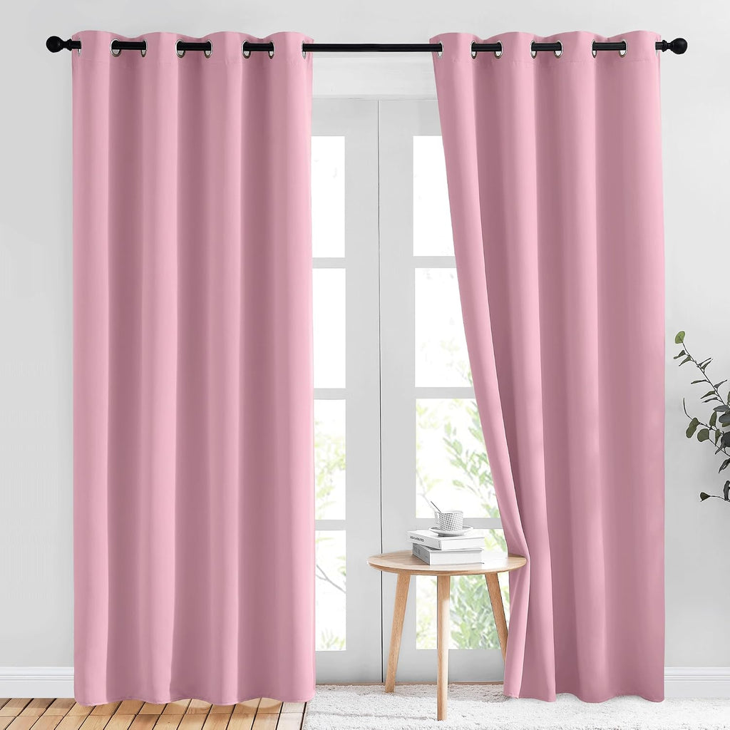 Nicetown Crystal Pink Blackout Curtains for Bedroom - Grommet Blackout Thermal Insulated Room Darkening Sound Blocking Window Treatments fo…