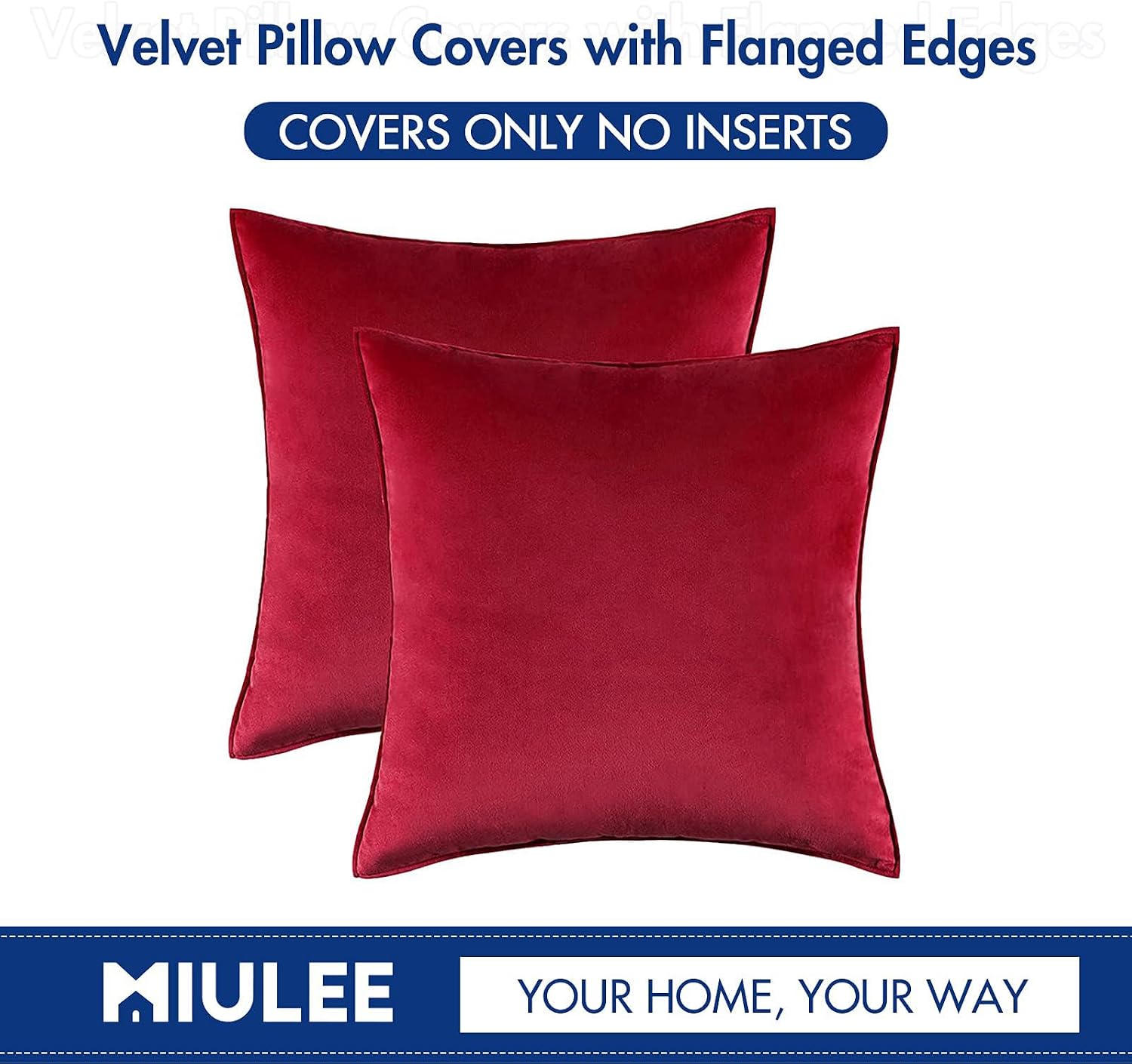 Miulee Red Velvet Throw Pillow Covers 18x18 Soft Decorative Solid Square Cushion Cases Pack of 2 Modern Luxury Home Decor for Couch, Sofa,…
