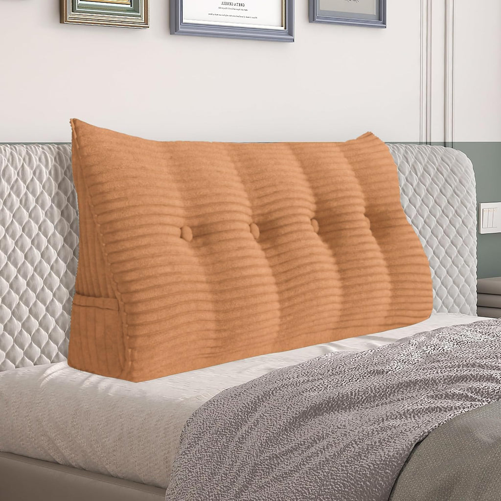 Daneey Headboard Pillow Full, Triangular Wedge Headboard Pillow with Soft Corduroy Fabric, Wedge Bed Backrest Pillow for Sitting Up, Readin…