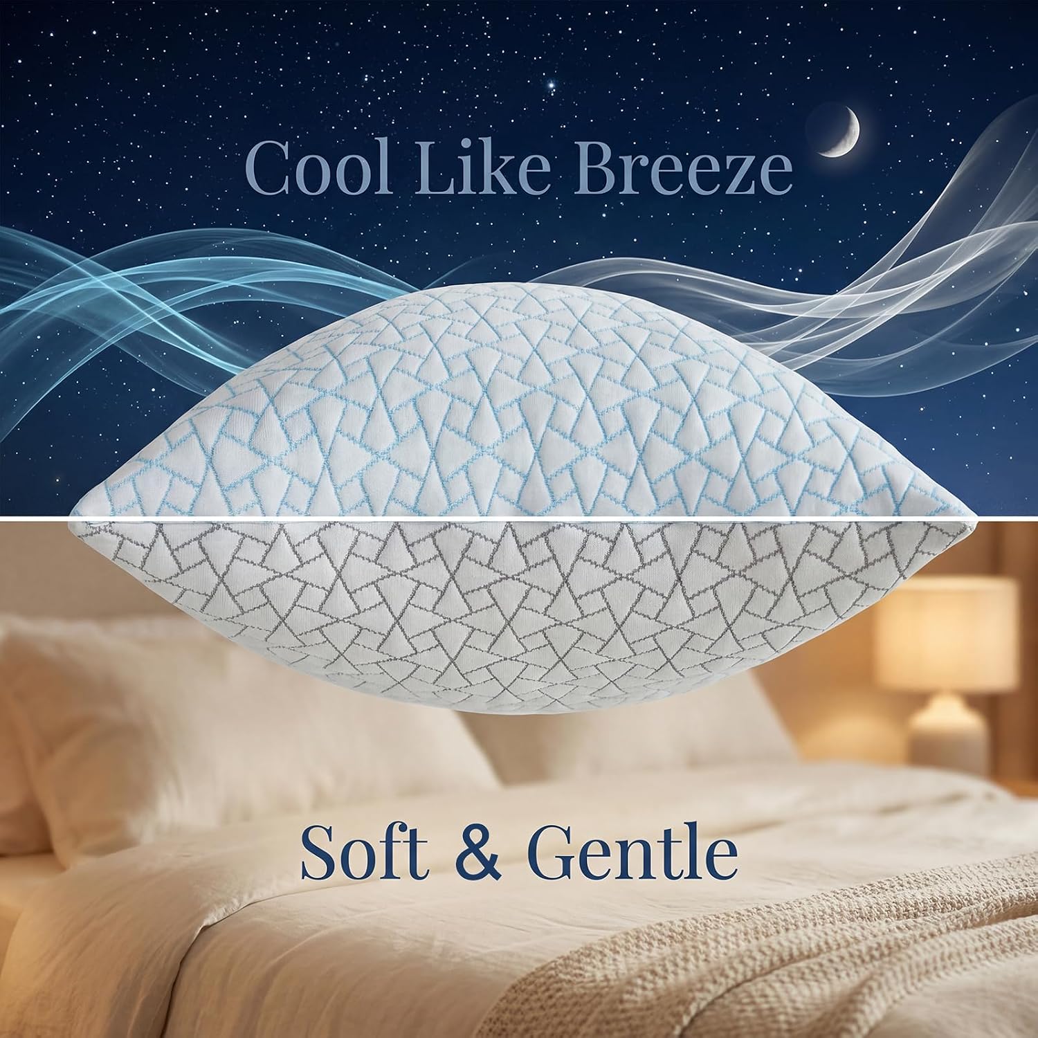 Alkyonos Cooling Pillow for Sleeping:Adjustable Shredded Memory Foam Bed Pillow, Queen Size Set of 2 with Ice Cover, Breathable &…