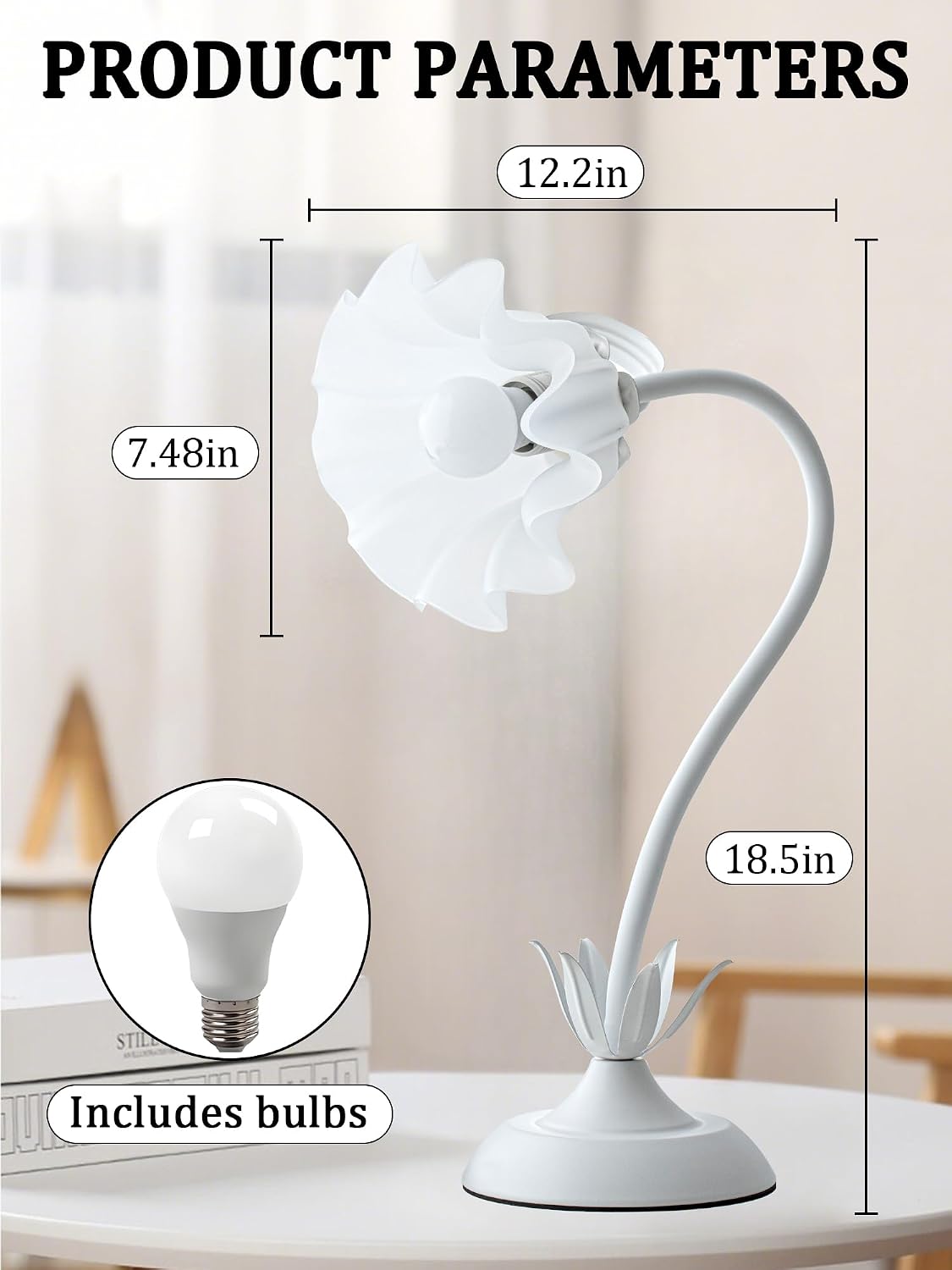 Aqdzcnf Flower Table Lamp, LED Reading Light Bedside Vintage Flower Night Light,3 Colors Modes Kawaii Bedside Lamps Decor, Living Room Bedroo…