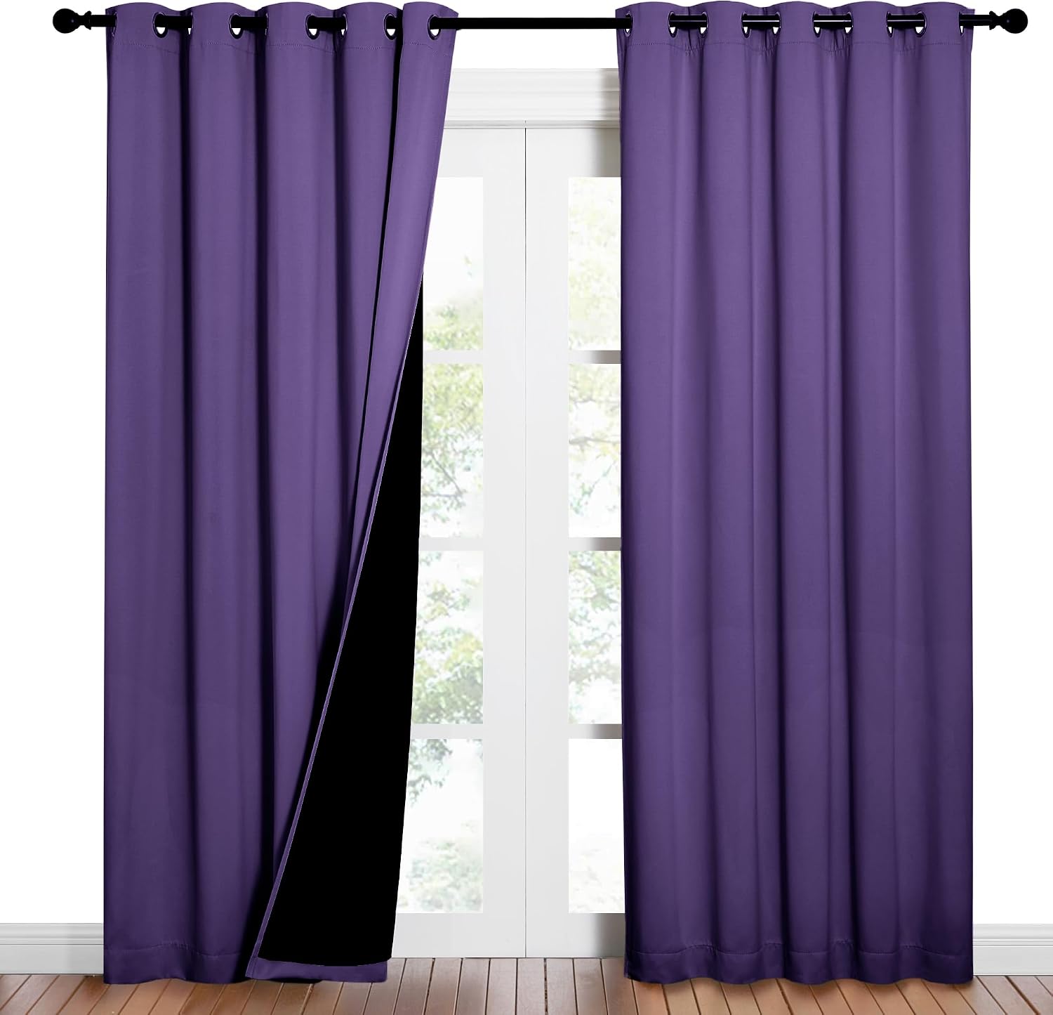 Nicetown Lilac Purple Full Shade Curtain Panels, Pair of Energy Smart & Noise Blocking Out Blackout Drapes for Dining Room Window, Thermal…