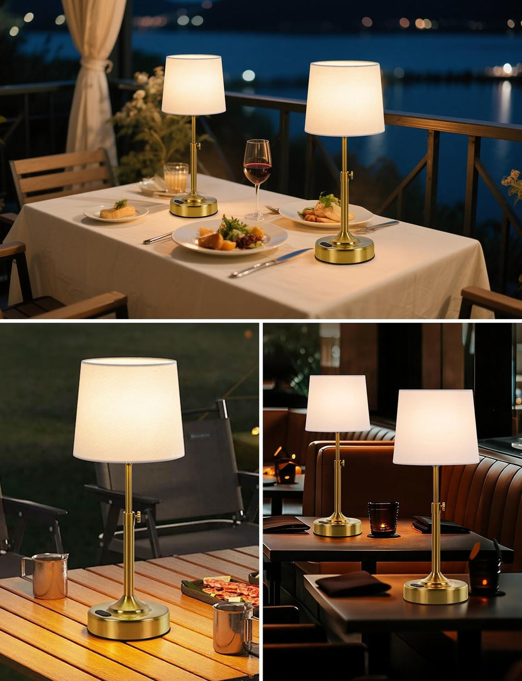 Height Adjustable Rechargeable Table Lamp with Timer, Dimmable Cordless LED Desk Lamp, 4000mAh Battery Operated Table Lamps, Gold…