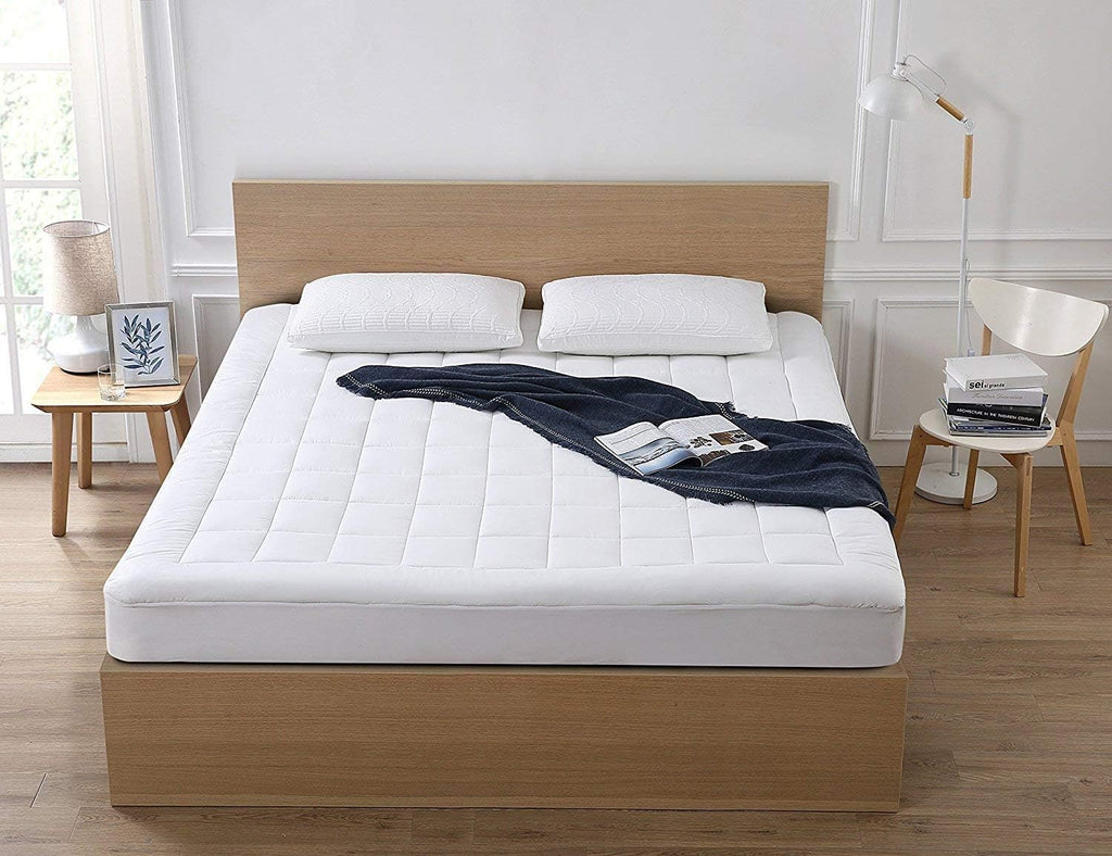 King Mattress Pad Cover Cooling Mattress Topper Pillow Top with Down Alternative Fill (8-21”Fitted Deep Pocket King Size) White