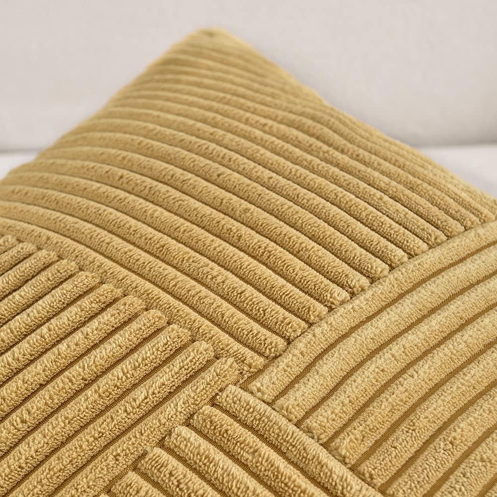 Fancy Homi Mustard Yellow Decorative Throw Pillow Covers 20x20 Inch for Living Room Couch Bed Sofa, Farmhouse Boho Home Decor, Soft Corss…